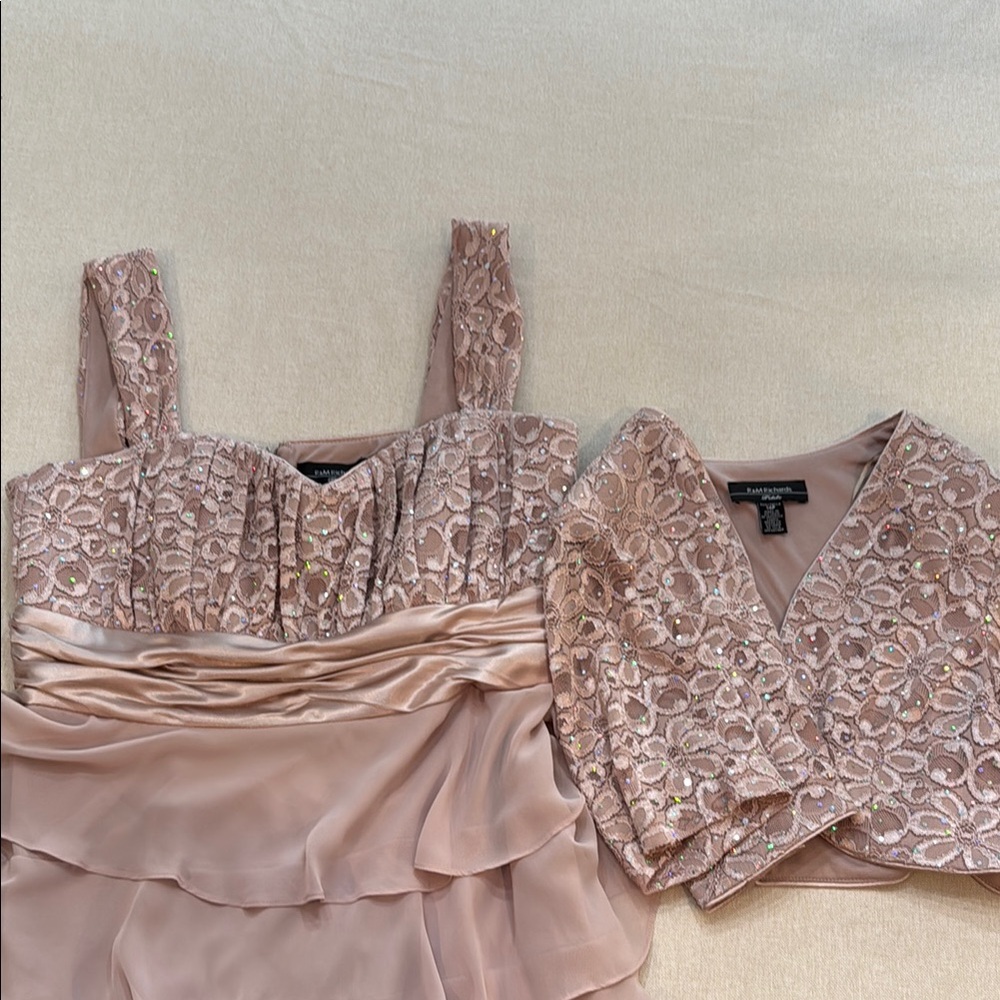R&M Richards Lace Overlay Dress and Jacket Set
